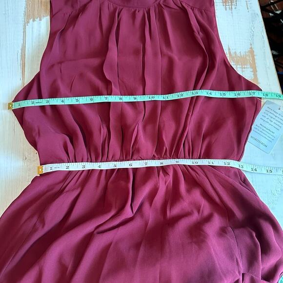 Melloday Mock Neck Ruffle Formal Party Maxi Dress Burgundy Size Small - Picture 8 of 10
